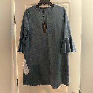 Blue micro suede BCBG dress in small, never worn, with security tag on